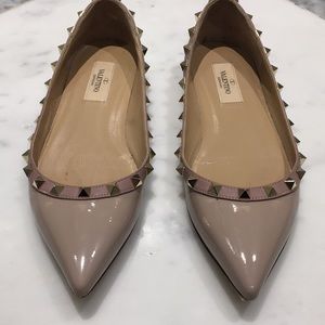 Valentino Poudre Patent Leather Rockstud Flats sz7